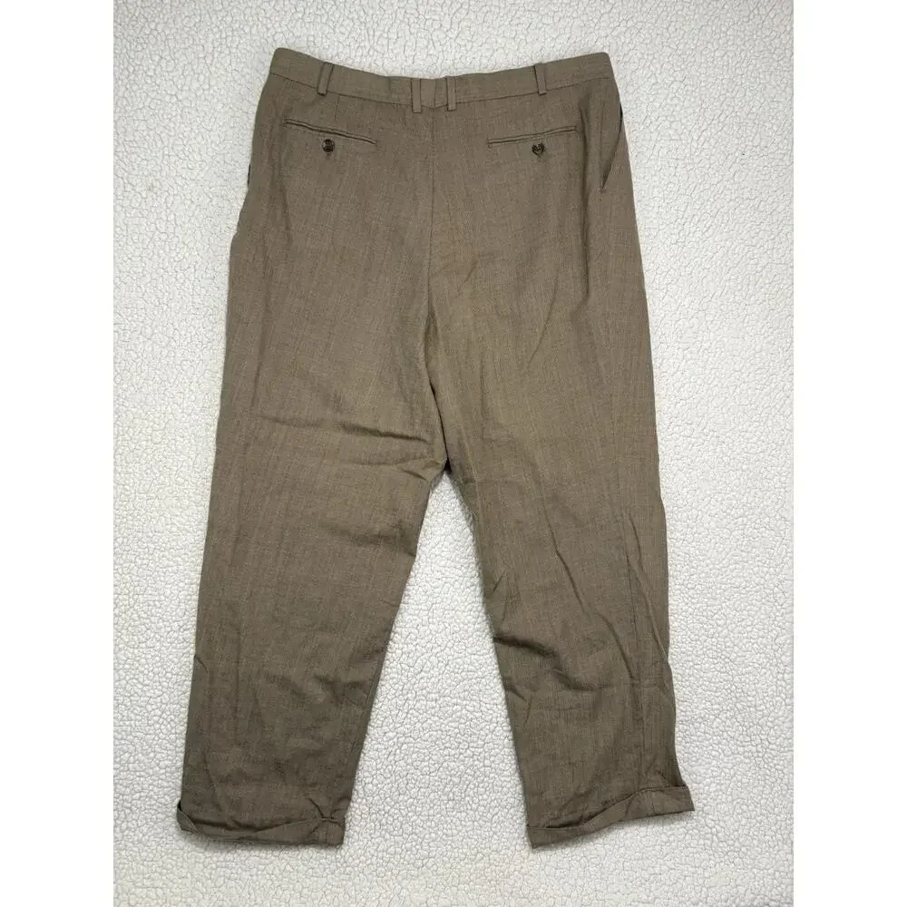 Lauren Ralph Lauren Mens Wool Dress Pants Total Comfort Pleated Cuff 36X30 Brown